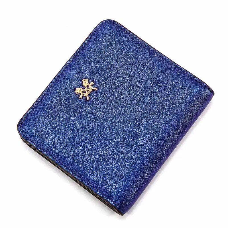 Metallic blue EMINI HOUSE 10 цветов, модные женские короткие кошельки из овчины, кошелек из натуральной кожи, Мини Роскошный кошелек на молнии для монет, кошелек для путешествий - Цвет: Metallic blue