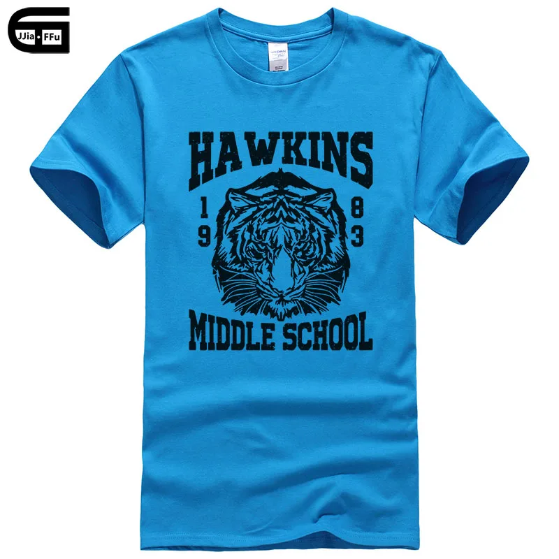 Летние Стильные футболки для мужчин Hawkins Middle School Tiger 1983, футболка с принтом, Повседневная футболка из хлопка T234