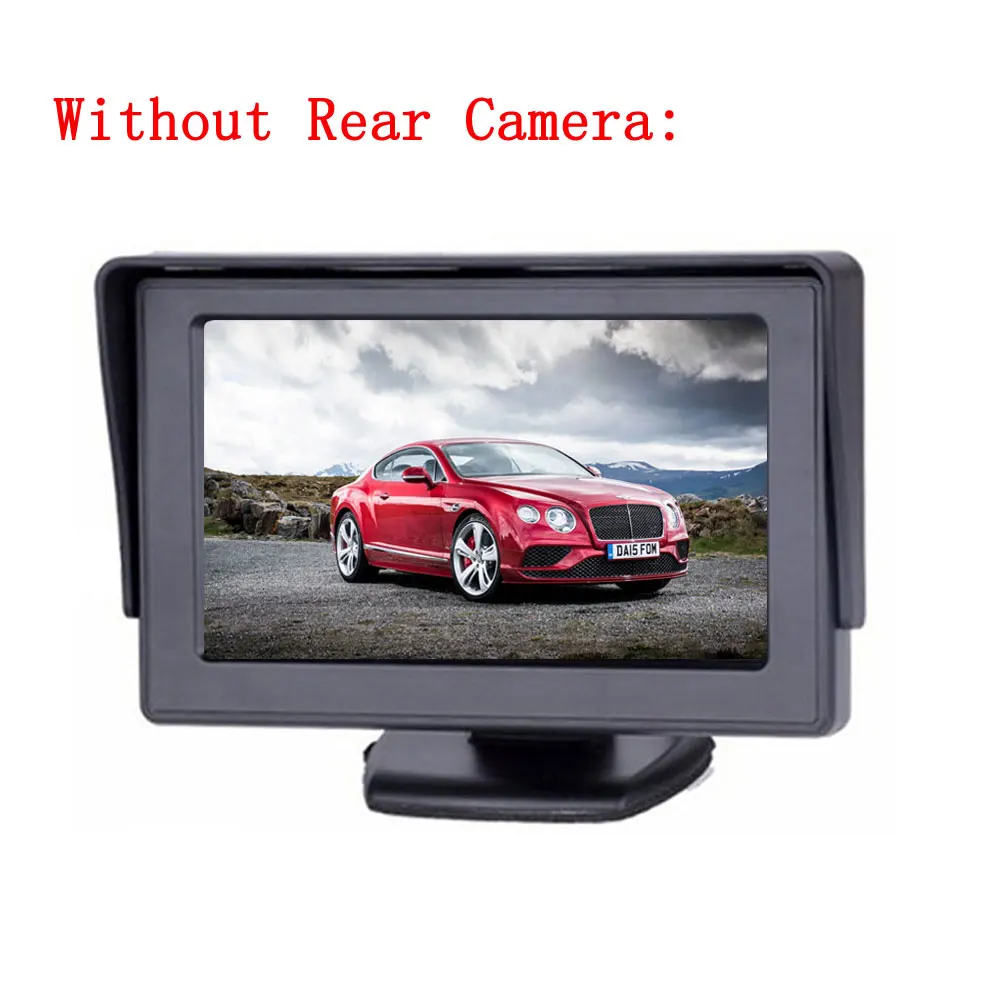 Podofo 4,3 ''цветной TFT lcd Автомобильный монитор заднего вида, автомобильный резервный парковочный резервный Обратный монитор, 2 видео inpu для камеры заднего вида - Цвет: Without Camera