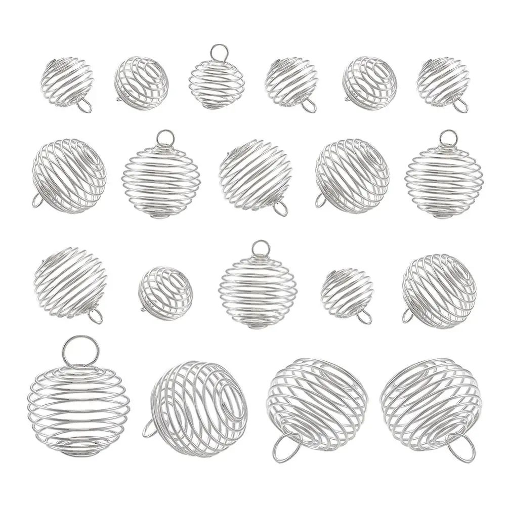 

30pcs/set DIY Jewelry Making Spiral Bead Cage Charms Pendants Wire Necklaces Pendants For Women Men Accessories