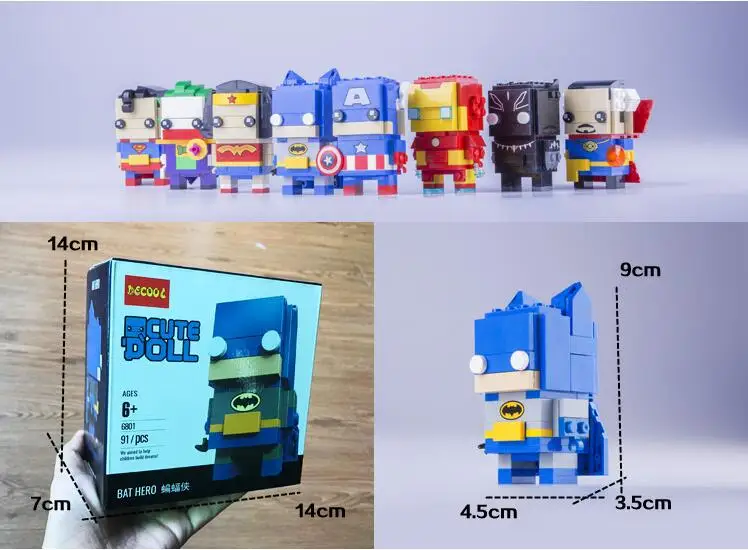 Brickhead Marvel Мстители Бесконечность войны Wonderwoman Аквамен киборг танос мини блок модель строительные блоки совместимы