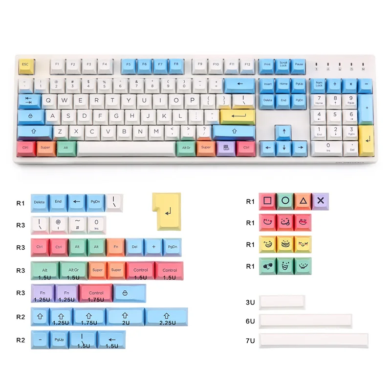 SA Мел клавишные колпачки PBT Материал краситель подложенный 158 ключи для cherry mx