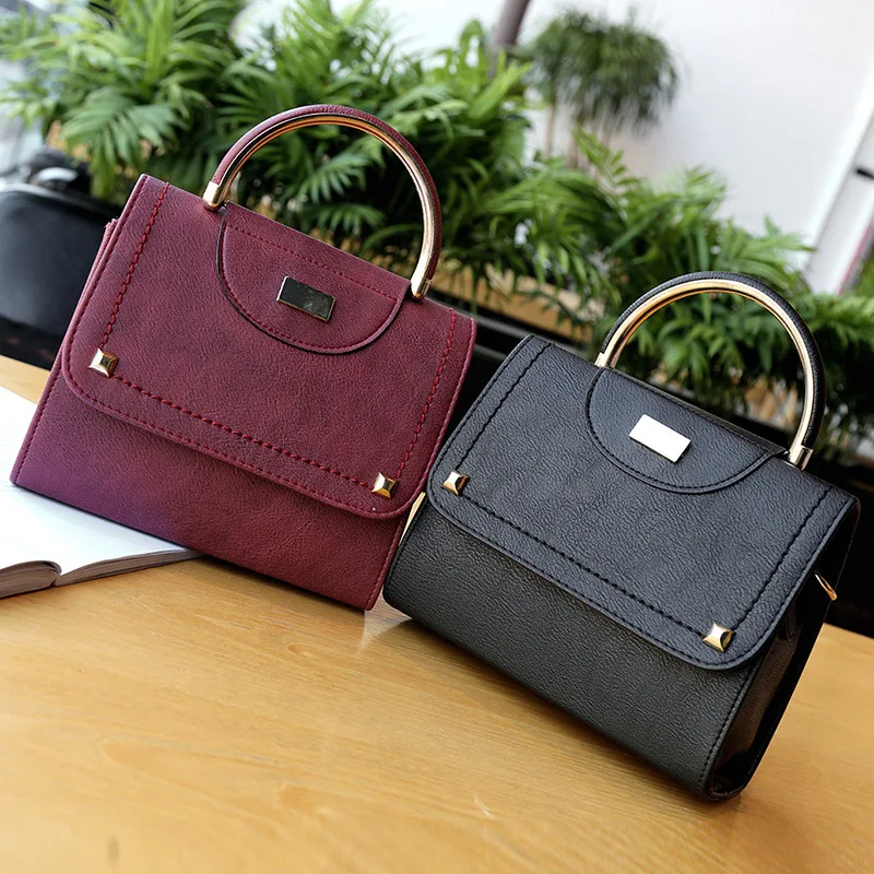 2018 New Small Square Bag Korean Version of The Character Solid Color Women's Metal Shoulder WH116 | Багаж и сумки