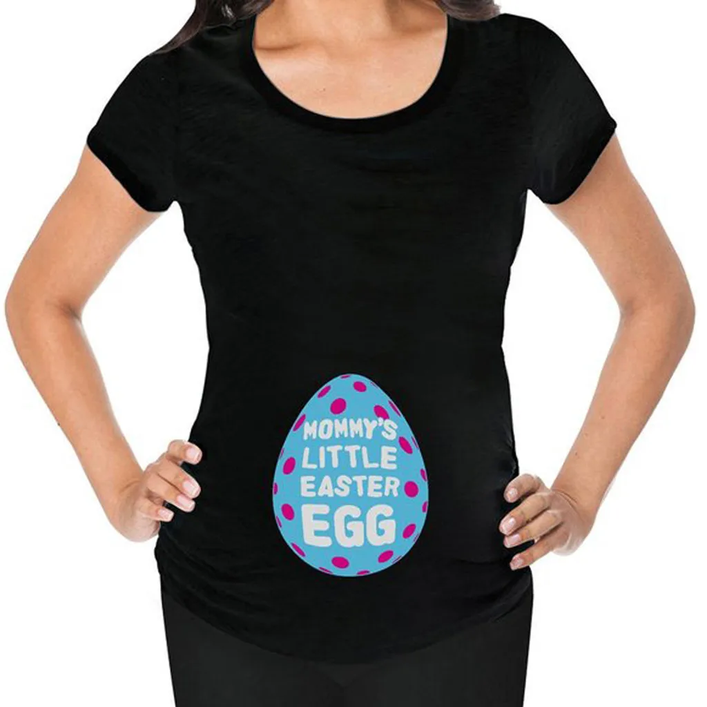 Женская одежда для беременных 2019 футболка с надписью пасхальное яйцо топы Одежда