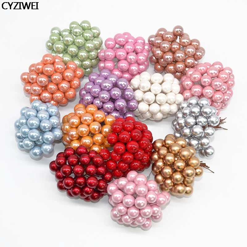 

28colors Mini Handcraft Artificial Berries Flower Plastic Pearl Stamen Sugar Fake Fruit Cherry For Wedding Chrastimas Xmas Decor
