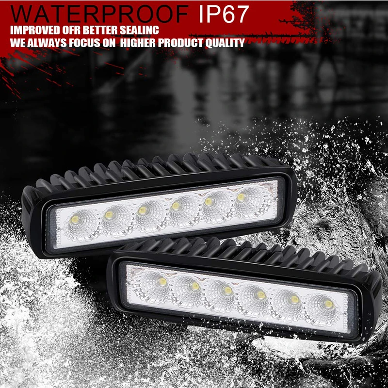 New 4Pcs 6Inch 18W Flood Led Work Light Backup Lamps Pod Driving Fog Offroad Fits for ATV SUV Pickup Trucks Boat 12V 24V | Автомобили и