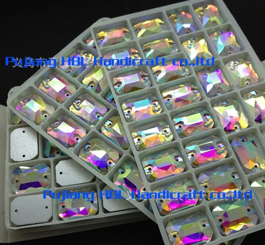 Newest !! 112pcs/lot 13*18mm white AB color two holes glass handcraft sew on stone long octagonal shaped crystal loose beads | Дом и сад