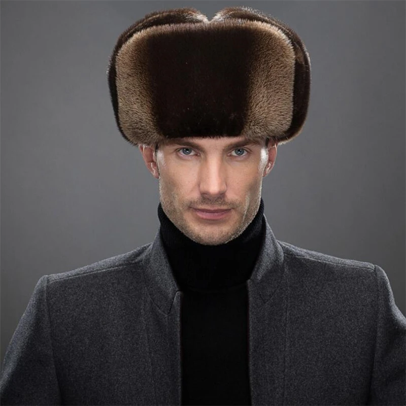 Kopen IANLAN Fashion Mens Import Full-pelt Otter Fur Bomber Hoeden Solid Russische Stijl Winter Winddicht Lutra Bont Oorbeschermers Hoeden IL00246