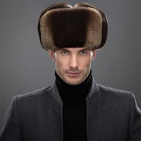 ianlan fashion mens import full pelt otter fur bomber hats solid russian style winter windproof lutra fur earmuffs hats il00246