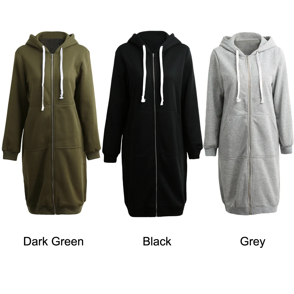 Женская толстовка с капюшоном и длинным рукавом на молнии|Женские толстовки