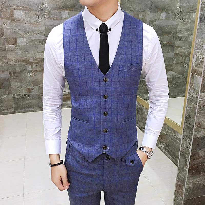 Высококачественный мужской Клетчатый жилет Модный деловой костюм джентльмена