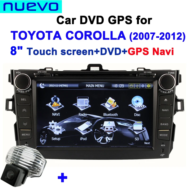 Большой 8 дюймов Car Dvd-плеер с GPS для Toyota Corolla (2007-2012) + камера заднего вида назад |