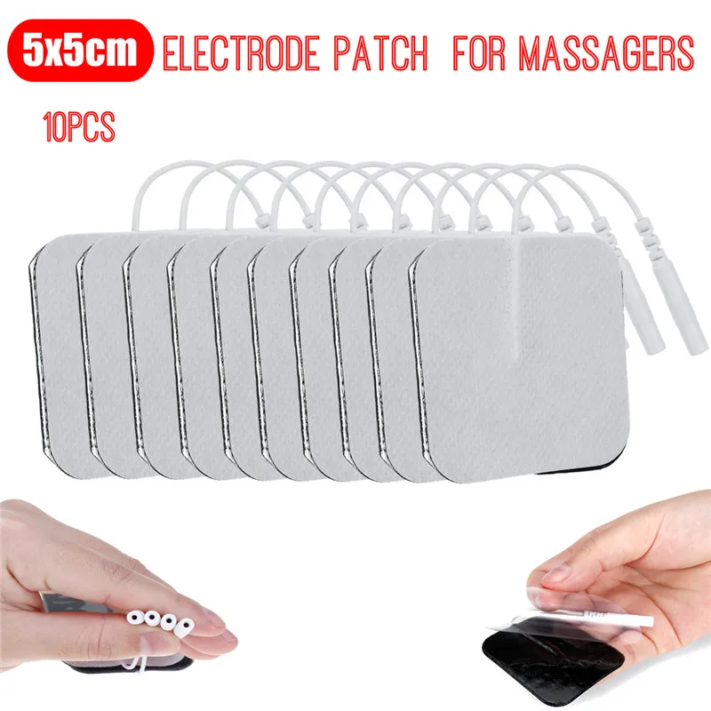 

10pcs Electrode Patch Reusable Pads For Digital Mach Nerve Stimulation Pin Type Physical Therapy Tens Acupuncture Massager 5*5CM