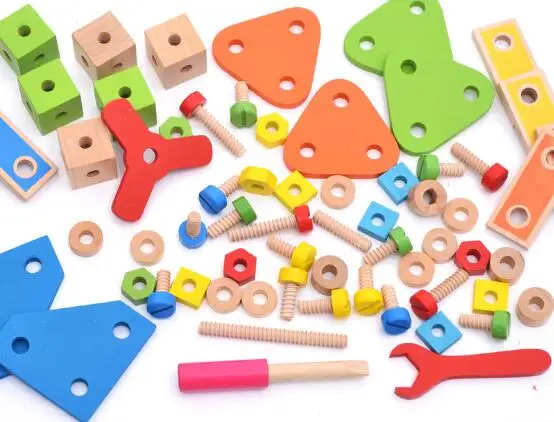 

WYNLZQ Wooden Baby Intelligence Multi Function Screws Combination Children Early Education Toys Handmade Birthday Gifts Family