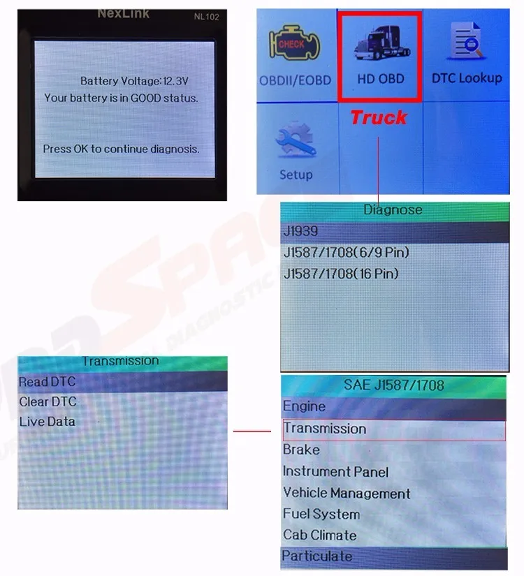 NEXAS NL102 Авто OBD2 диагностический инструмент Сверхмощный OBD сканер автомобиля и грузовика 2 в 1 с батарейным монитором для универсальных автомобилей/грузовиков