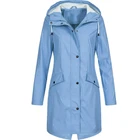 Куртка-дождевик Женская, длинная непромокаемая ветрозащитная куртка с капюшоном, большие размеры, 2020