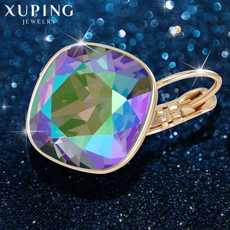 Xuping романтические серьги-кольца с кристаллами Swarovski золотого цвета, изысканные вечерние ювелирные изделия, подарок для женщин и девочек M76/M77/M78-20371