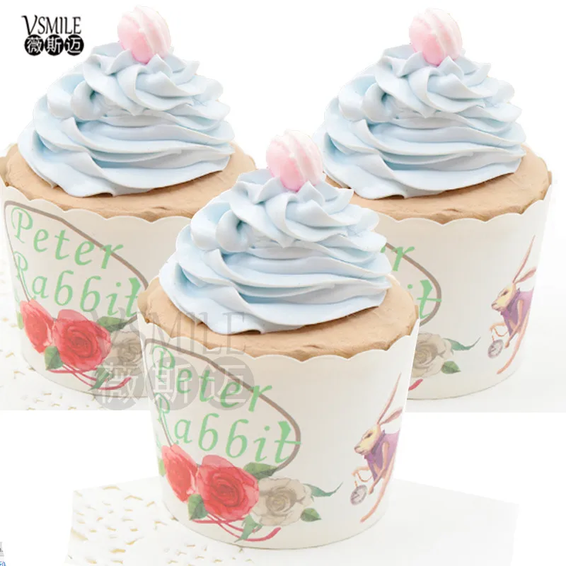 100 шт. синий кит морская рыба цветы кролики утка кекс лайнеры бумага чашка для