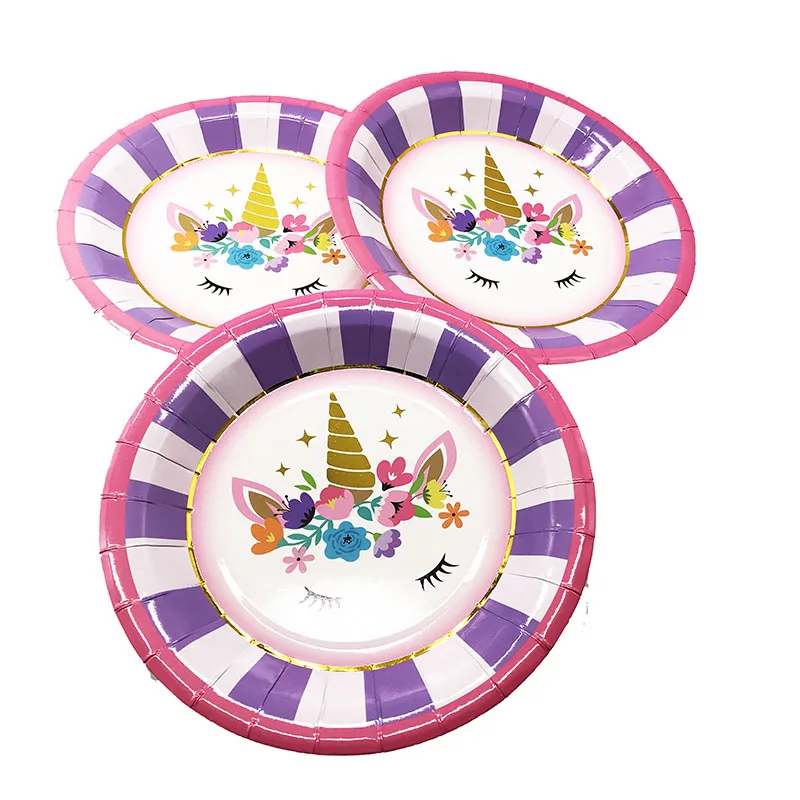 10pcs 9inches Unicorn disposable plates pink theme birthday party decorations Pink dishes | Дом и сад