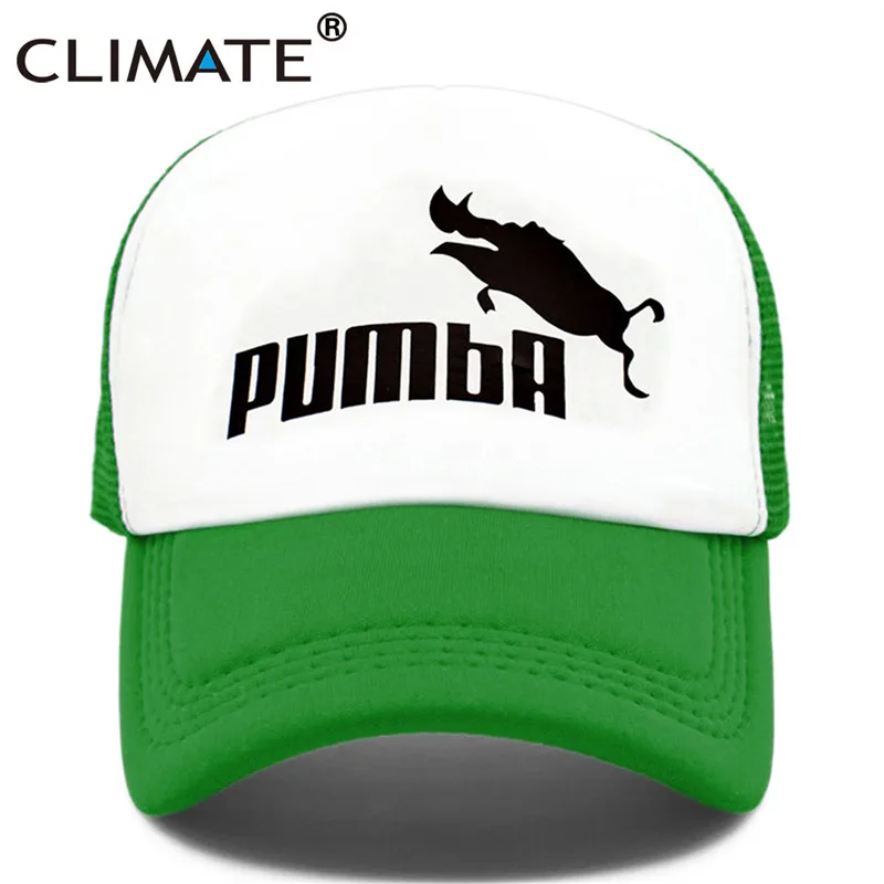 Green White Климат веселый принт pumba Trucker Кепка Король Лев Кепка Hakuna Matata шляпа мужская бейсболка s крутая летняя сетчатая Кепка Дальнобойщика шляпа для мужчин - Цвет: Green White