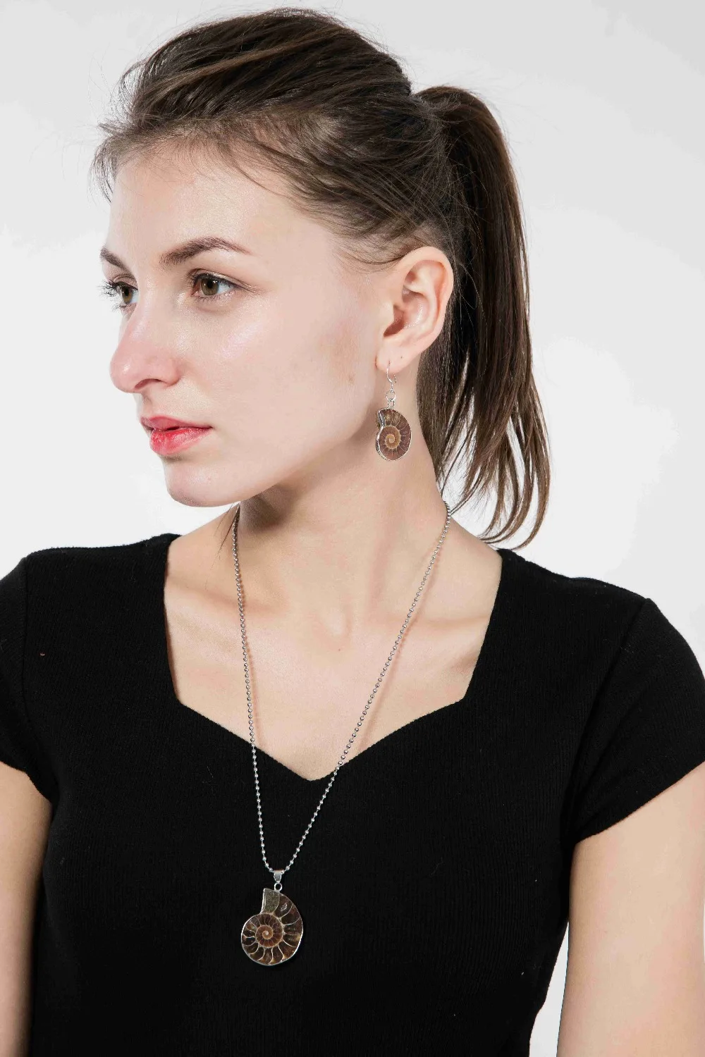 Оптовая продажа 5 шт./партия модные подвески для мужчин натуральный аммонит кулон