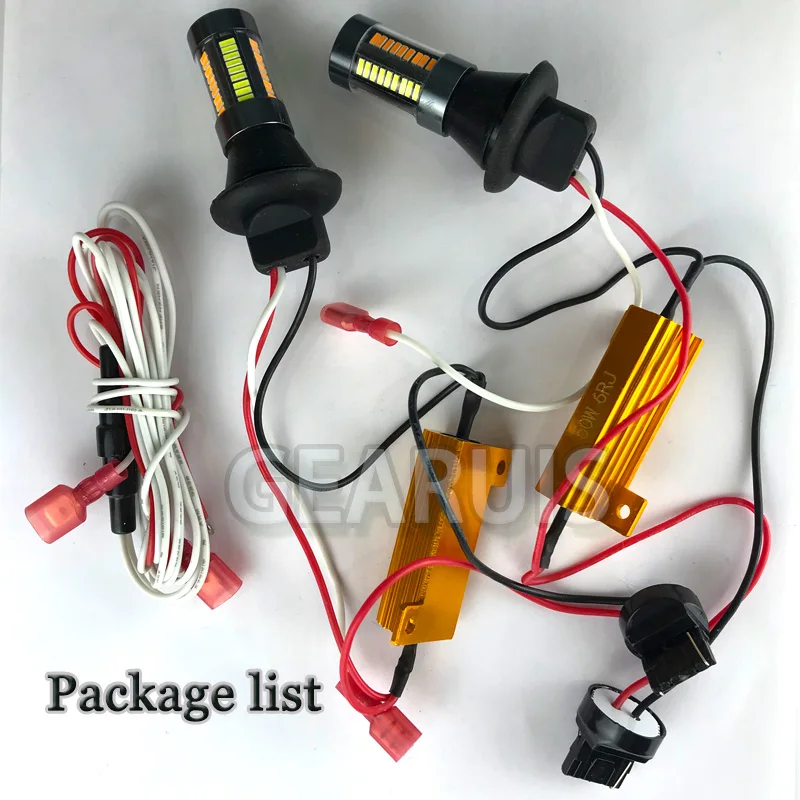 2 шт. Двухцветные светодиодные лампы BAU15S 4014 66 SMD PY21W 7507 T20 7440 50 Вт|Сигнальная лампа| |