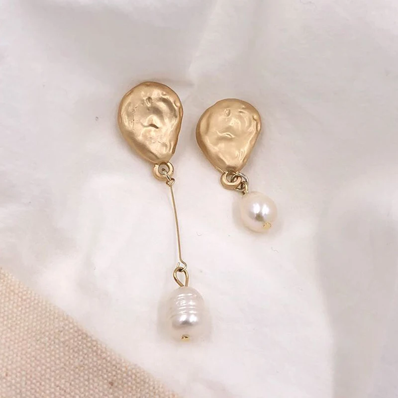 Серебряные серьги SRCOI с пресноводным жемчугом геометрические в форме капли