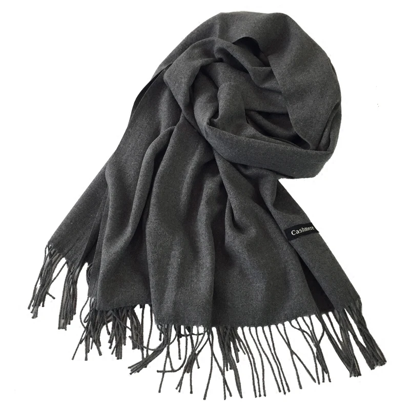 2018NEW Женские однотонные кашемировые шарфы с кисточками женские зимние толстые