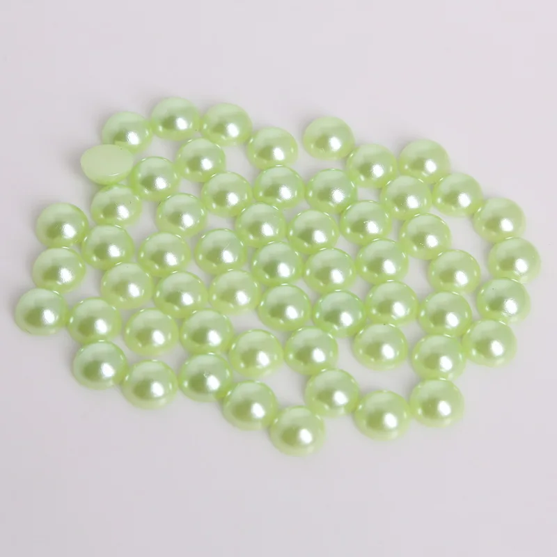 Light Green Разноцветные 8 мм, 200 шт, искусственный жемчуг из АБС-пластика, полукруглые жемчужины с плоской задней стороной, бусины для скрапбукинга, для украшения своими руками - Цвет: Light Green