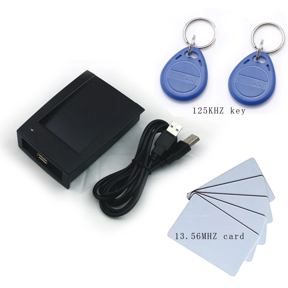 Бесплатная доставка Двухчастотный RFID-считыватель 125 кГц и 13 56 МГц USB без