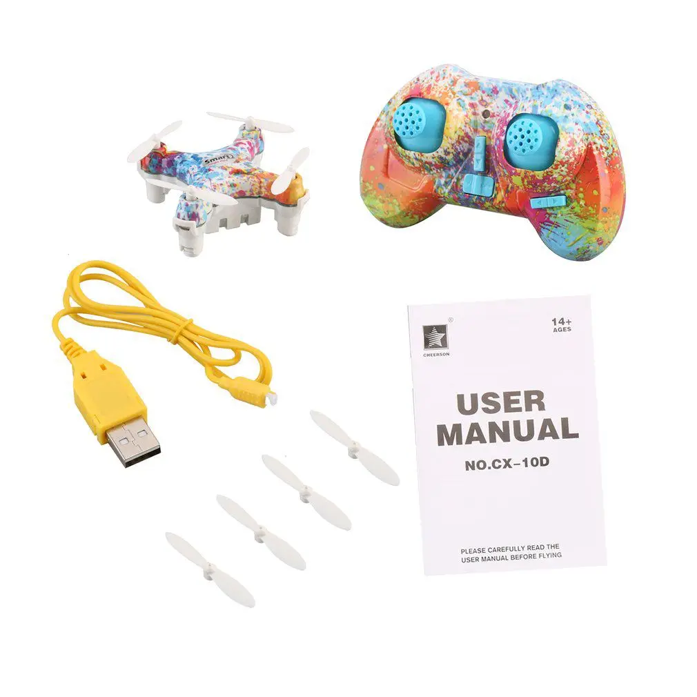 Colorful CX-10D мини-Дрон 2,4 ГГц 4CH 6-осевой гироскоп вертолет Micro RC умный Квадрокоптер RTF CX10 CX10W обновления для детей - Цвет: Colorful