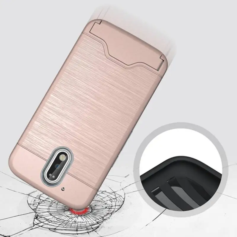 Для Motorola Moto G4 Plus Дело Матовый PC ТПУ Kickstand Слот Карт тяжелых Случаях Телефон для G4/G4