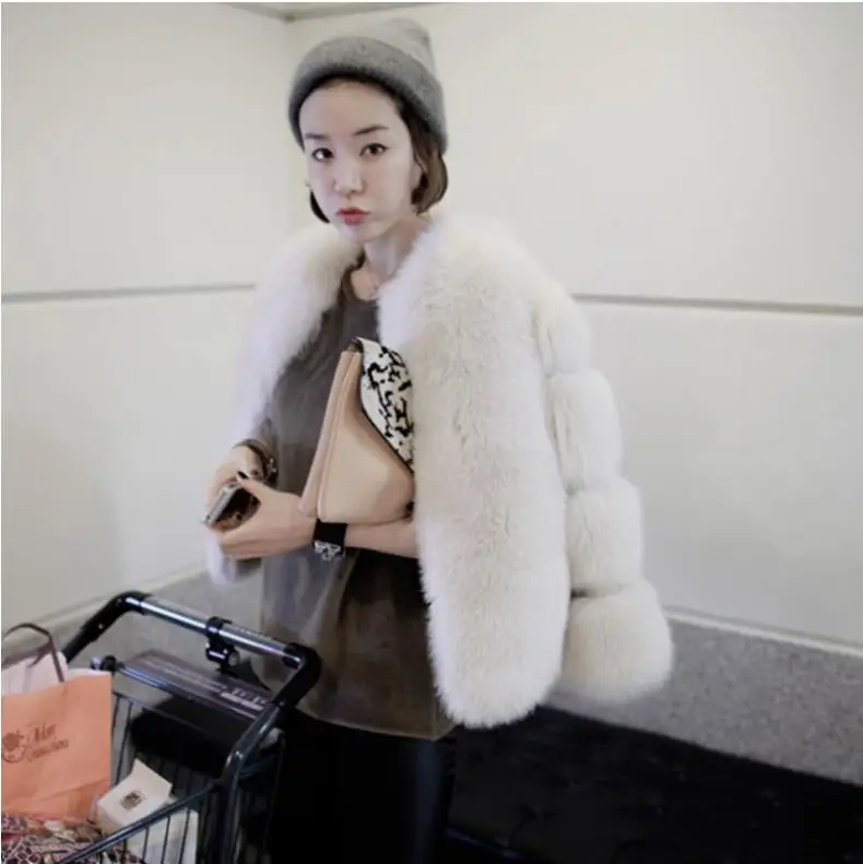 Модное пальто из искусственного меха Женская пушистая теплая верхняя одежда с