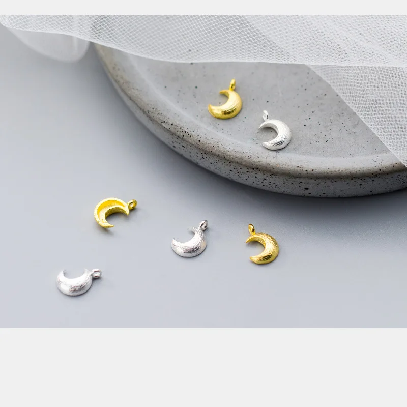 

UQBing 10.5*7*2mm Beautiful Silver Gold Moon Charms Dangle for Women 925 Sterling Silver Jewelry Making Findings Accessories