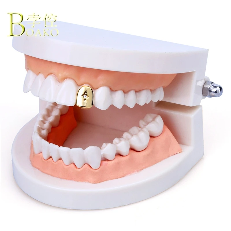 BOAKO зубы grillz хип хоп Топ и низ золотые зубы грили зубной рта Панк зубы шапки Rapper ювелирные изделия Косплей вечерние подарок B5