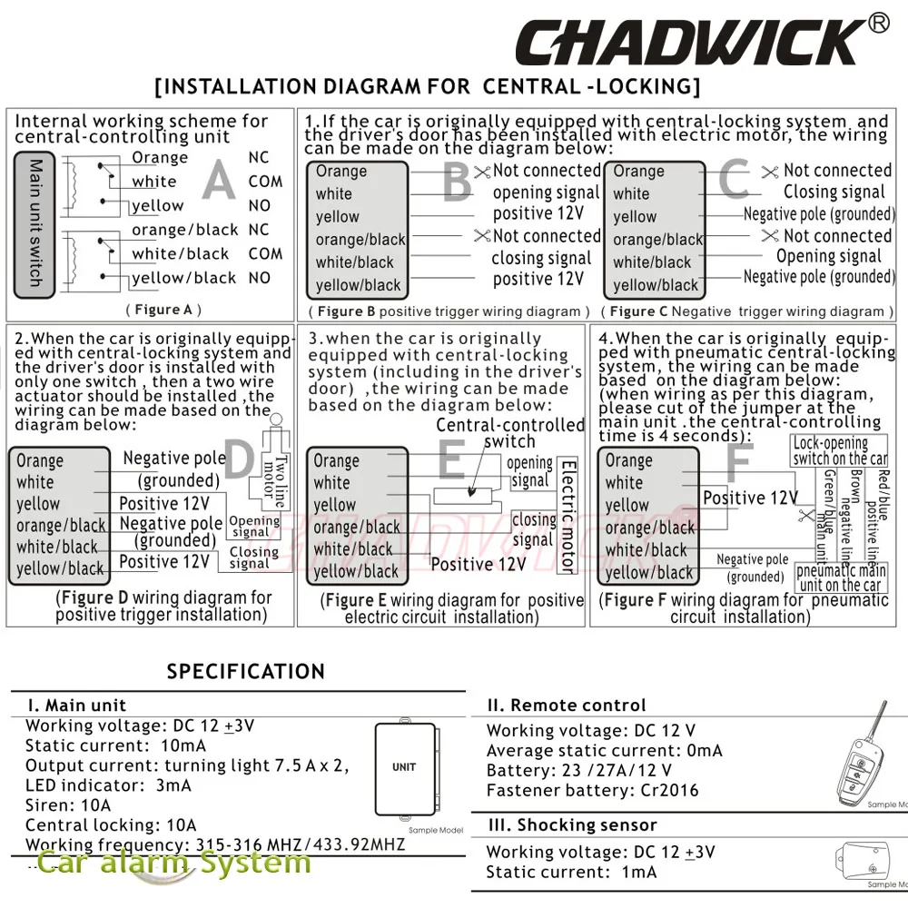 Односторонняя Автомобильная сигнализация CHADWICK 8123 для Toyota#2 пустой ключ универсальная сирена Автоматическая безопасность бесключевая запись анти-угон 12 В постоянного тока