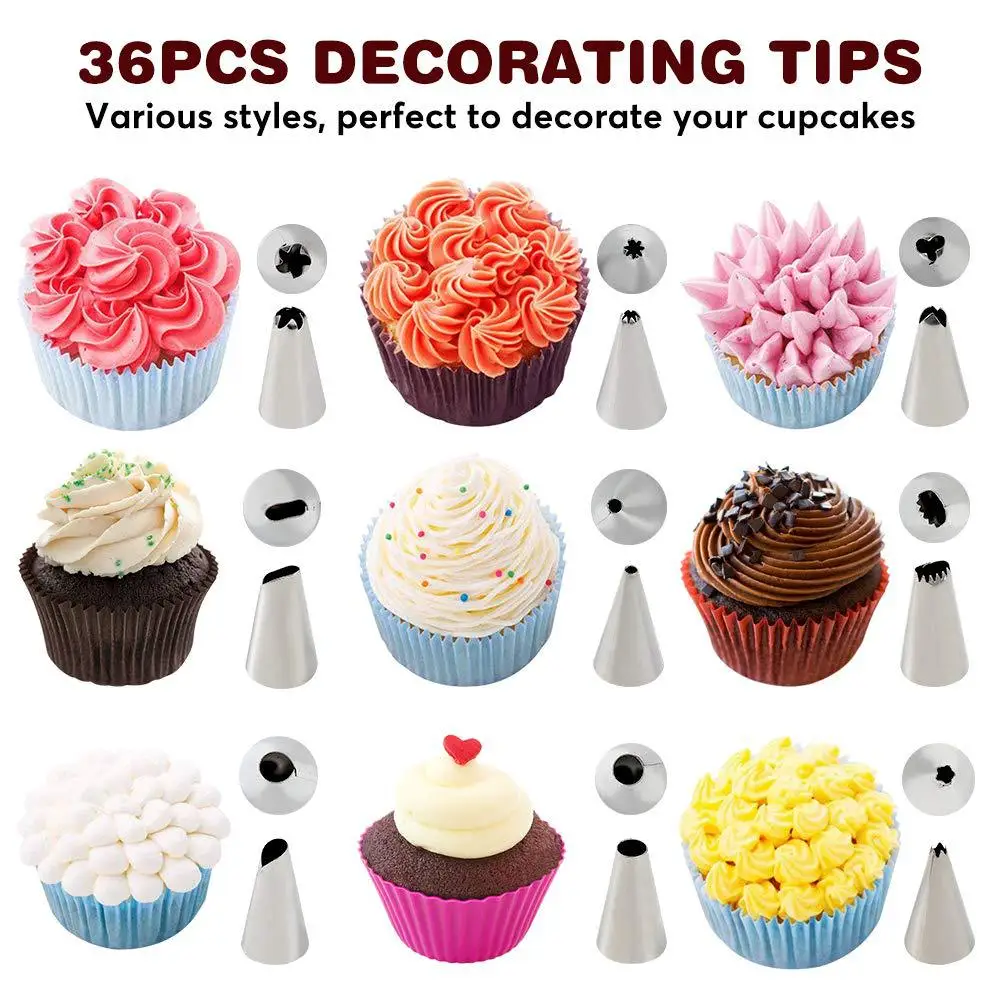 

62 PCS/Set Silicone Pastry Bag Tips Kitchen DIY Icing Piping Cream Reusable Pastry Bags+Nozzle Set Cake Decorating Tools