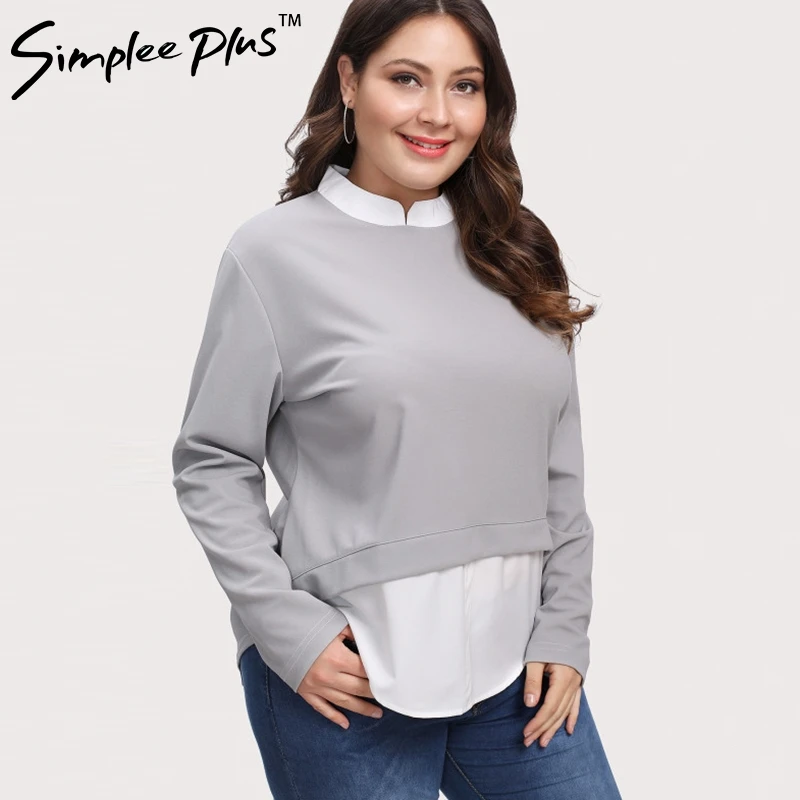 Женская рубашка с длинным рукавом Simplee осенняя оверсайз из двух предметов |