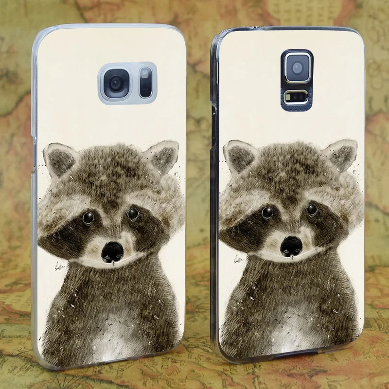 E0183 Little Raccoon Transparent Hard PC Case Cover For Samsung Galaxy Note S 3 4 5 6 7 8 9 Mini Edge Plus |