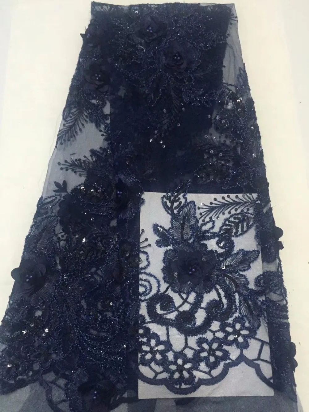 Новейший популярный дизайн голубая искусственная кружевная ткань