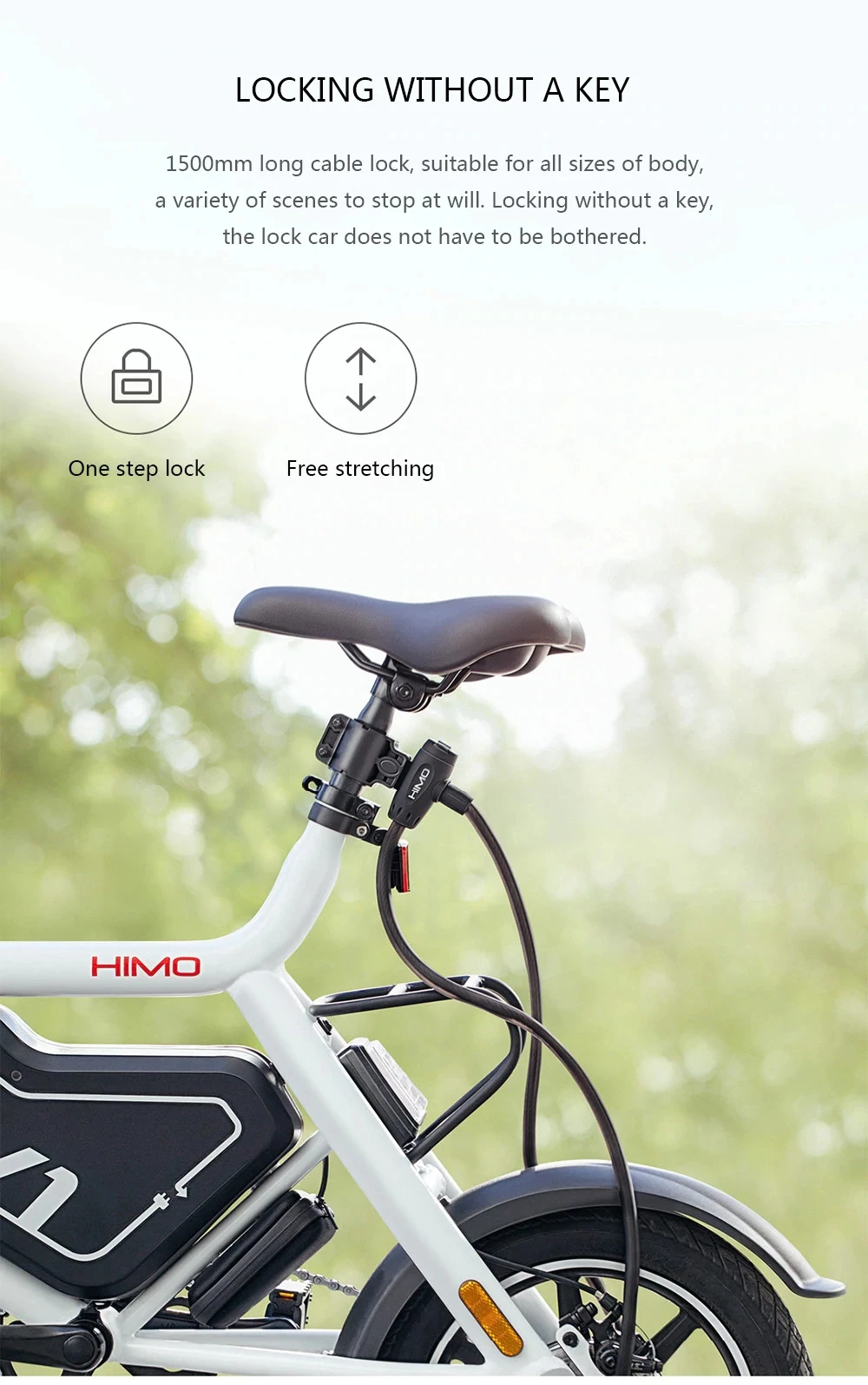 xiaomi mijia HIMO L150 портативный складной кабельный замок для электрического велосипеда с замком от xiaomi youpin xiaomi smart home kit