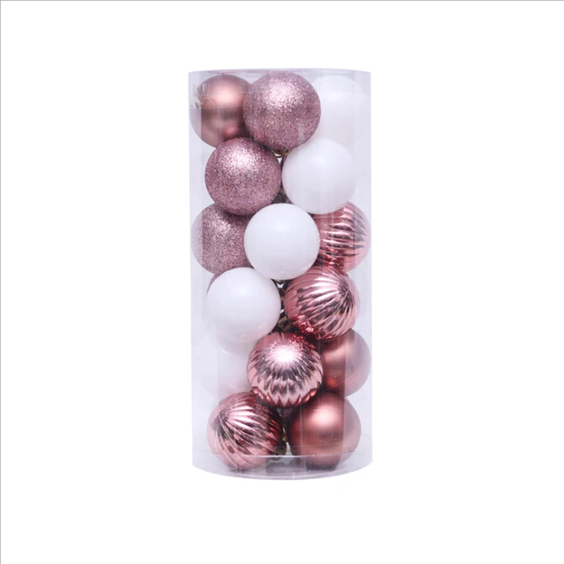 J 24pcs 4cm Red Green White Christmas Balls Tree Decoration Plastic Ball New Year Xmas Ornaments Tree Hanging Ball Ornament - Цвет: J
