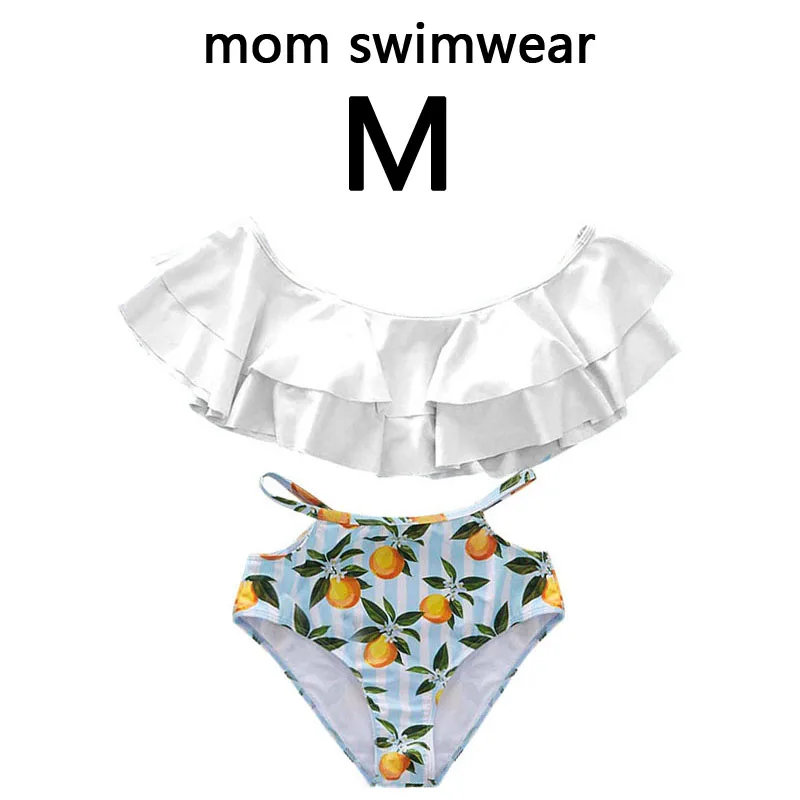 mom size M Семейный комплект бикини для женщин; коллекция года; Летние оранжевые купальники с принтом для мамы и дочки; пляжные шорты для мальчиков; купальник для мамы и дочки - Цвет: mom size M