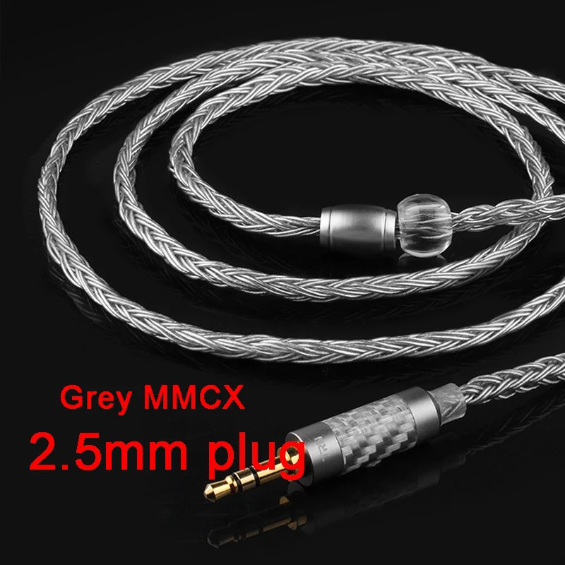 2.5mm MMCX grey 16 нитей кабель для наушников MMCX для Shure SE215 SE535 0,78 мм 2PIN для Weston TFZ W4r Um3x 0,75 мм для V10 ES3 ZSA ZS6 3,5 мм/2,5 мм - Цвет: 2.5mm MMCX grey
