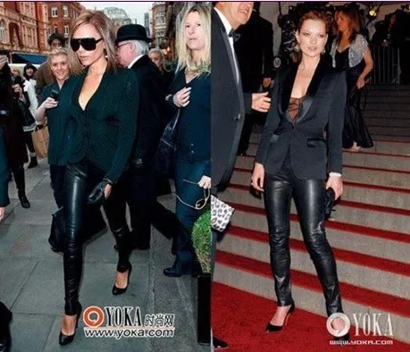 Леггинсы из искусственной кожи сексуальные модные с высокой талией тянущиеся