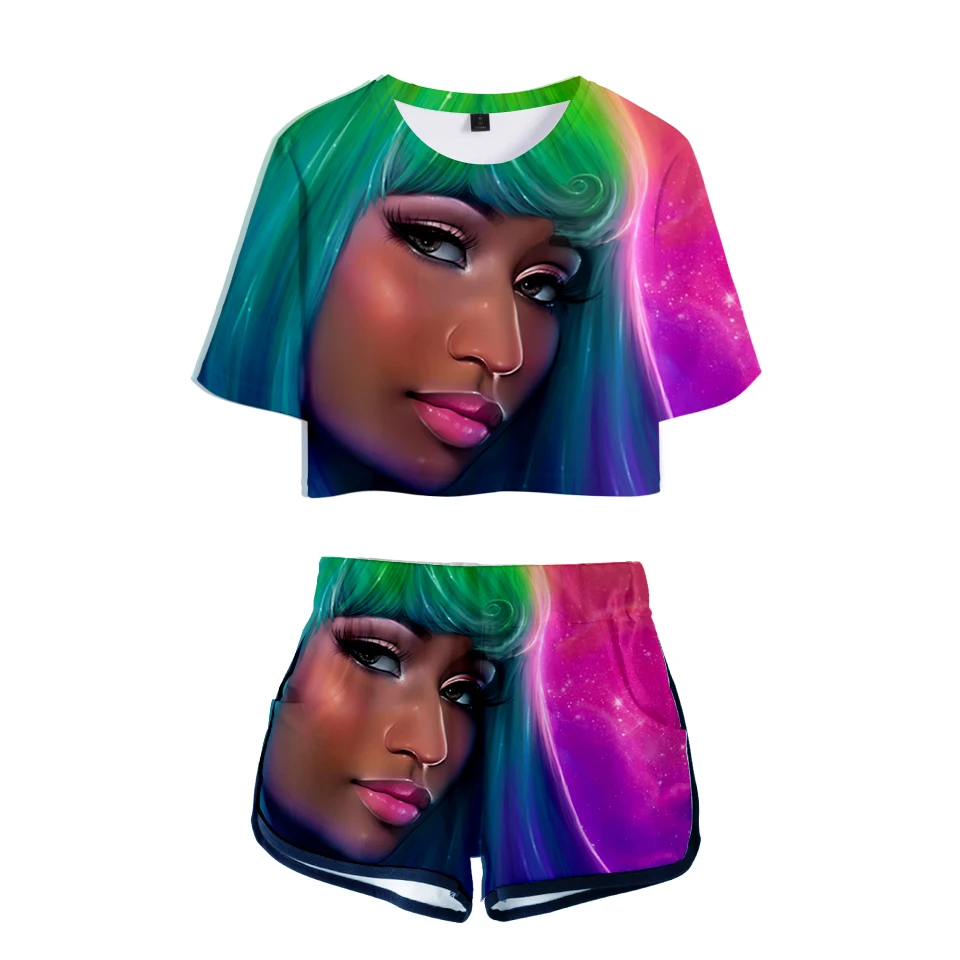 Женские мягкие шорты и футболки Nicki Minaj модные комплекты из двух предметов крутой