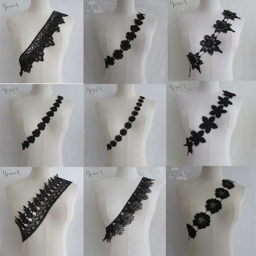 Модный стиль черная вышивка ВЫСОКОЕ КАЧЕСТВО ШВЕЙНАЯ ткань 1 ярдов DIY вязаный