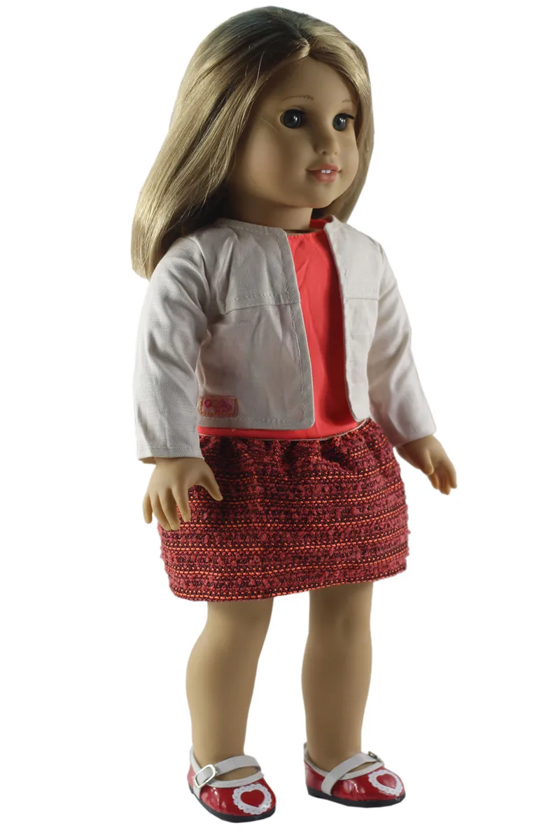 

New 6 PCS Doll Clothes+1 Pairs Glasses+1 Pairs Shoes+1 Bag for 18 Inch American Doll Bitty Baby Doll X91