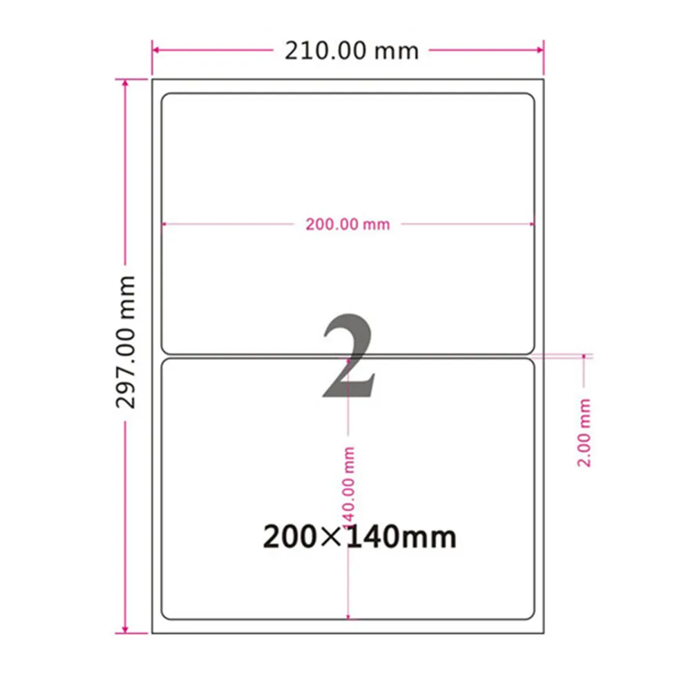 20x14cm 60pcs 6 размеров глянцевый белый A4 крафт Бумага круглого угла прямоугольника подарки в розницу Стикеры самоклеющийся для печати этикетки из крафт-бумаги - Цвет: 20x14cm 60pcs