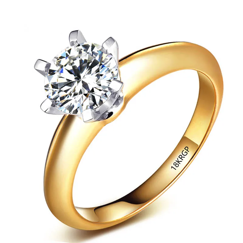 Yhamni резные 18krgp штамп золото Кольца 2ct CZ Diamant Обручение кольцо Белый/желтого золота Цвет Свадебные Кольца для для женщин подарок l1699